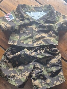 Build-A-Bear Camo Military Doll Outfit with American Flag Patch